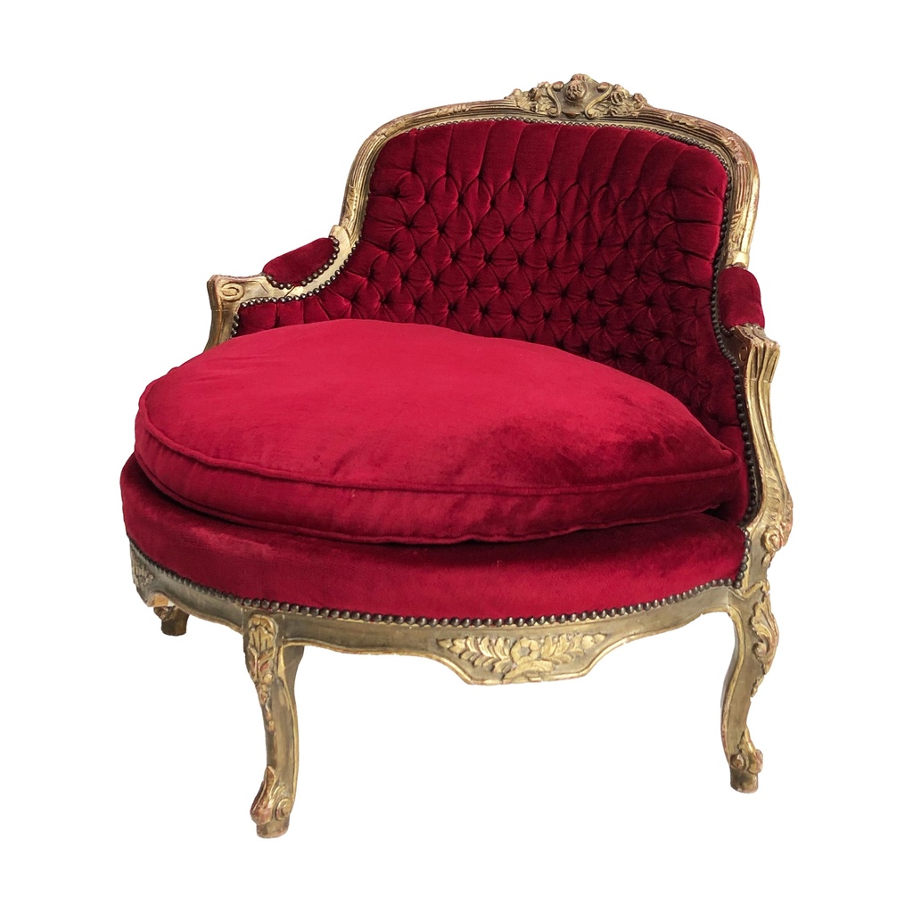 Canapé en velours rouge - 110cm