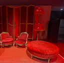 Canapé rond velours rouge - 160cm