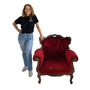 Fauteuil en velours rouge - 95cm