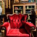 Fauteuil en velours rouge - 95cm