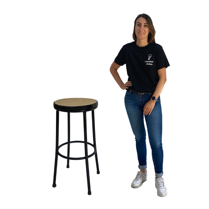 Tabouret bistrot noir et osier - 85cm