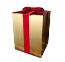 Cadeau or et noeud rouge - 125cm