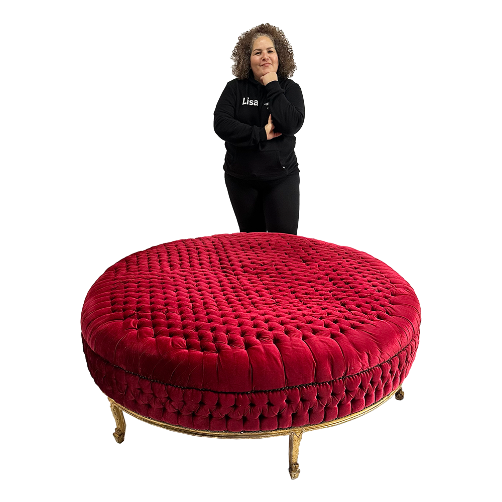 Canapé rond velours rouge - 160cm