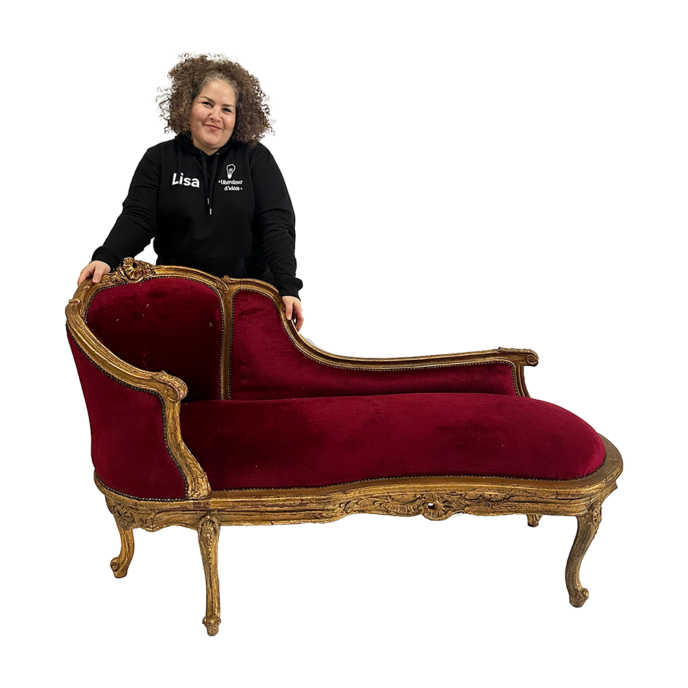 Canapé velours rouge - 166cm