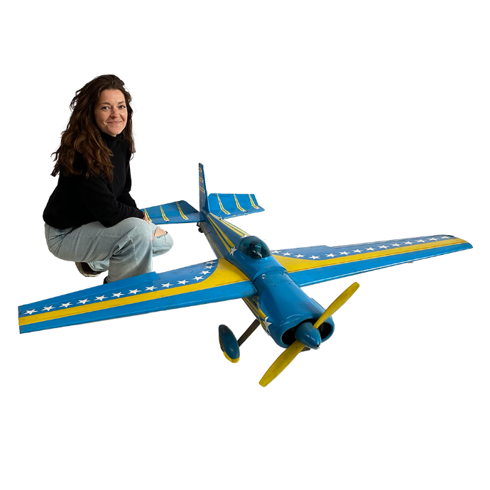 Avion de course bleu et jaune - 200cm