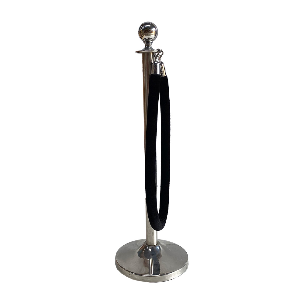 Potelet argent cordon noir