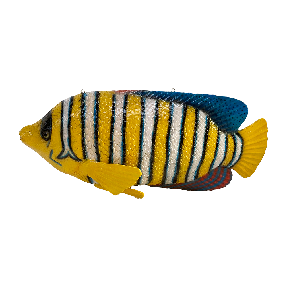 Poisson rayé orange et blanc - 125cm