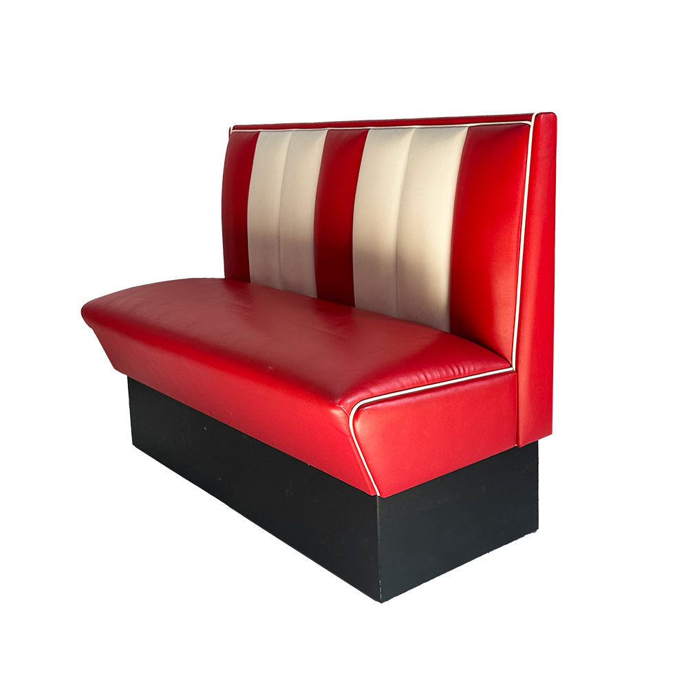 Banquette simple diner rouge et blanche - 124cm