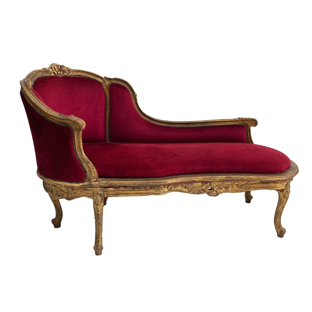 Canapé velours rouge - 166cm