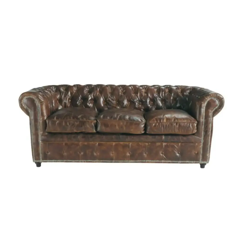 Chesterfield marron - 3 places