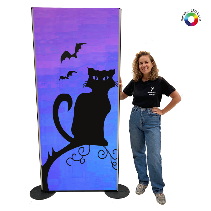 Panneau lumineux Chat noir - 200cm