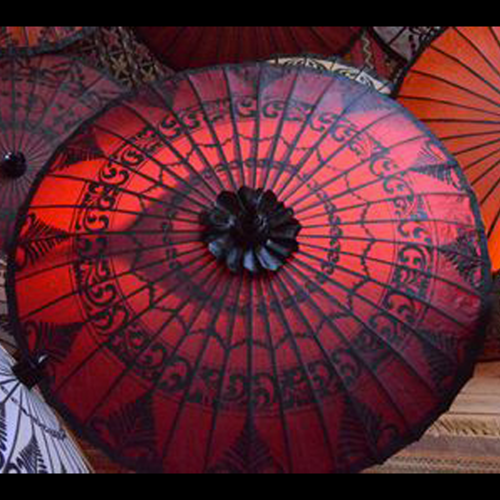 Parasol asiatique bordeaux