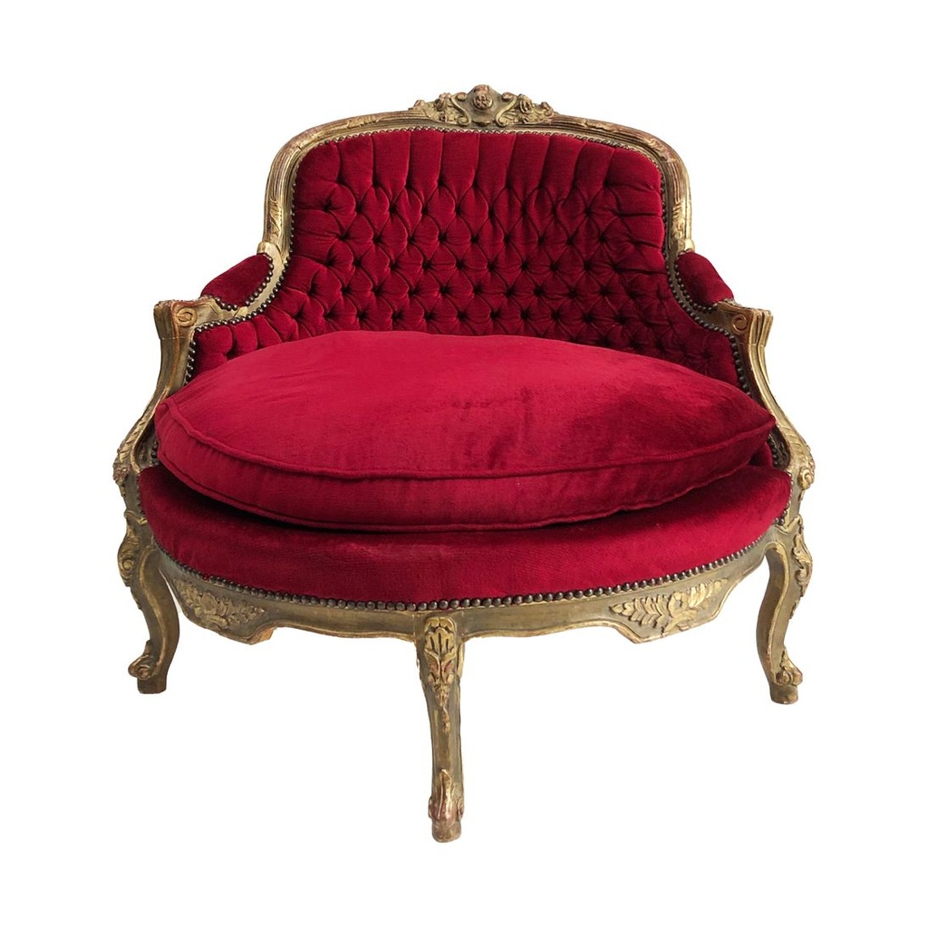 Canapé en velours rouge - 110cm