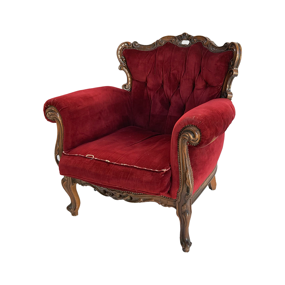 Fauteuil en velours rouge - 95cm