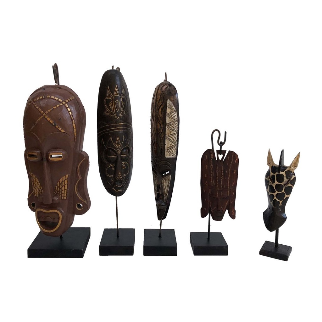 Lot de 5 masques africains - 50cm