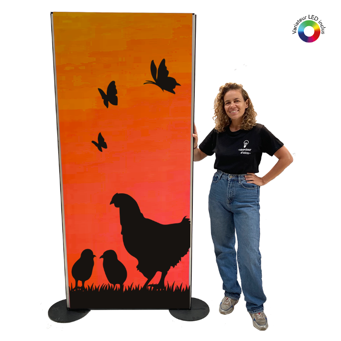 Panneau lumineux Poule et poussins - 200cm