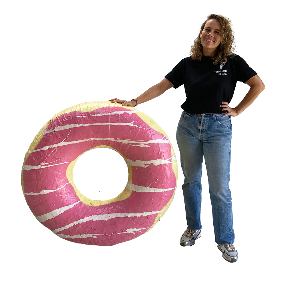 Donut rose et blanc - 100cm