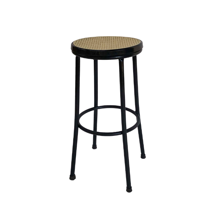 Tabouret bistrot noir et osier - 85cm