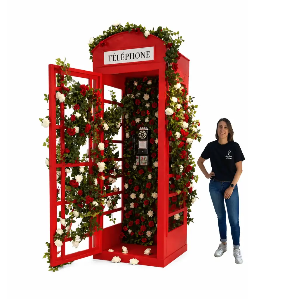 Cabine téléphonique fleurie - 250cm