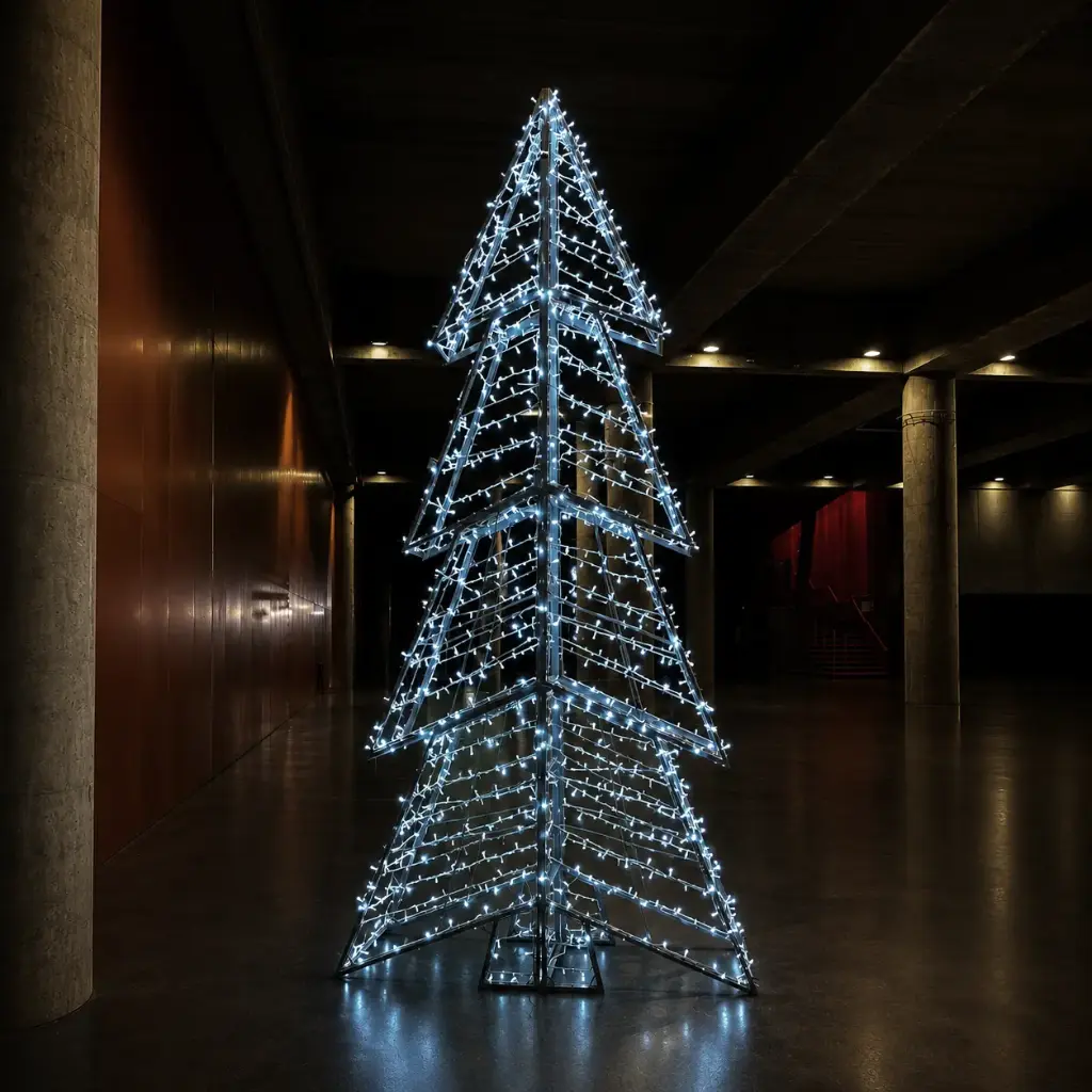 Sapin géant lumineux structure dorée - 450cm