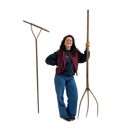 [locfar118] Lot de 2 outils de ferme en bois