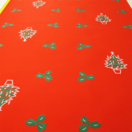 [4964 rouge sapins] Moquette Noël motifs houx et sapins