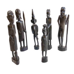 [locafr70] Lot de 6 statuettes africaines - 25 à 35cm