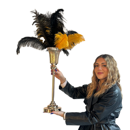 [locpro18] Vase doré avec plumes - 70cm