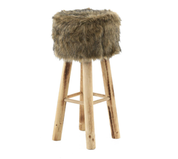 [locmob31] Tabouret haut fourrure marron - 68cm