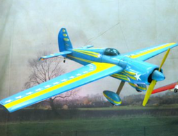 [locaer21] Avion de course bleu et jaune - 200cm
