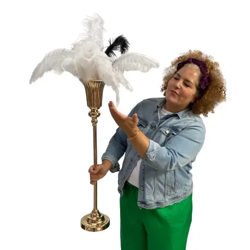 [locpro13] Vase doré avec plumes - 90cm