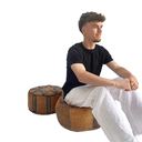Pouf en cuir - 50cm