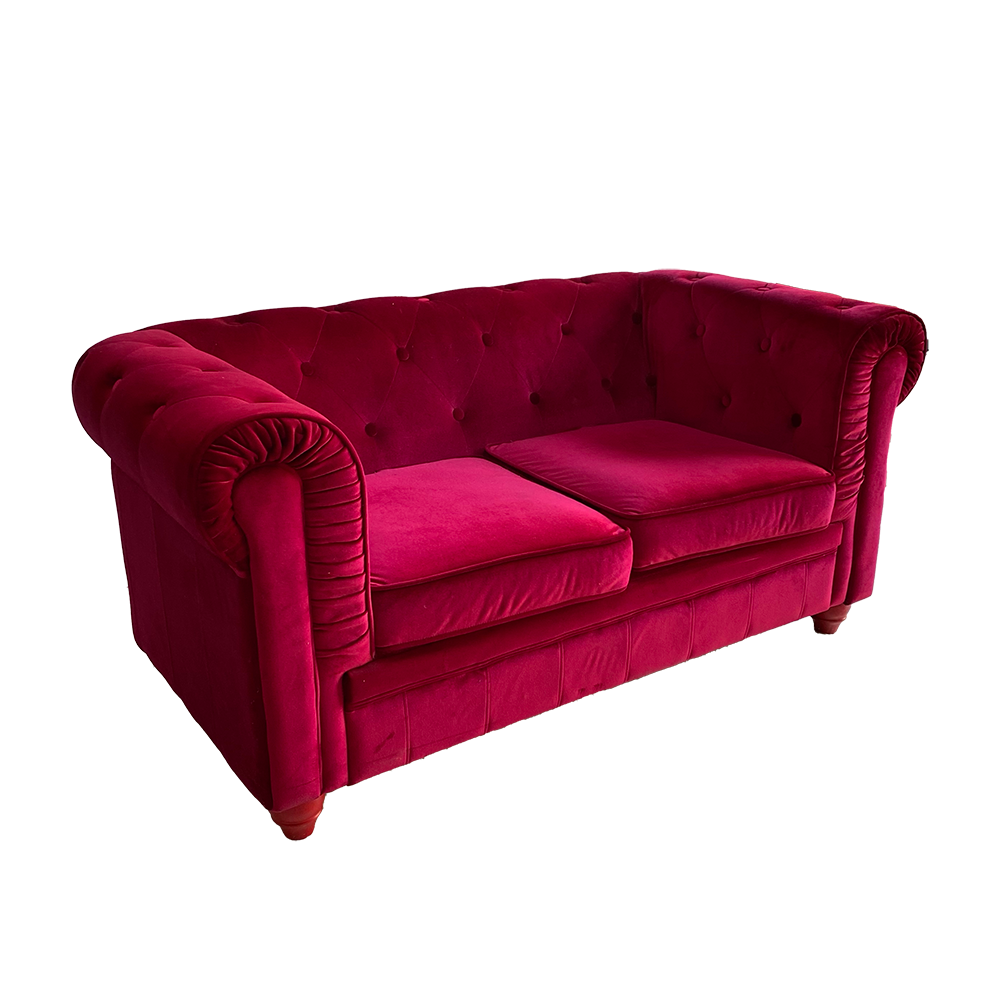 Chesterfield velours rouge