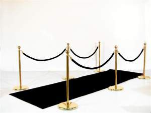 Entrée VIP: tapis noir 4m, 6 potelets+cordons