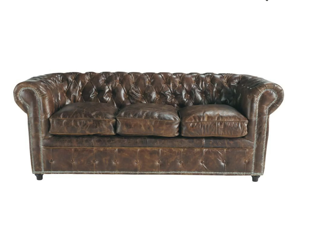 Chesterfield marron - 3 places