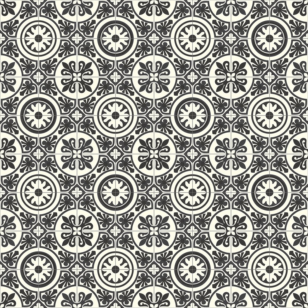 Vinyle Plaza - carreaux ciment noir et blanc