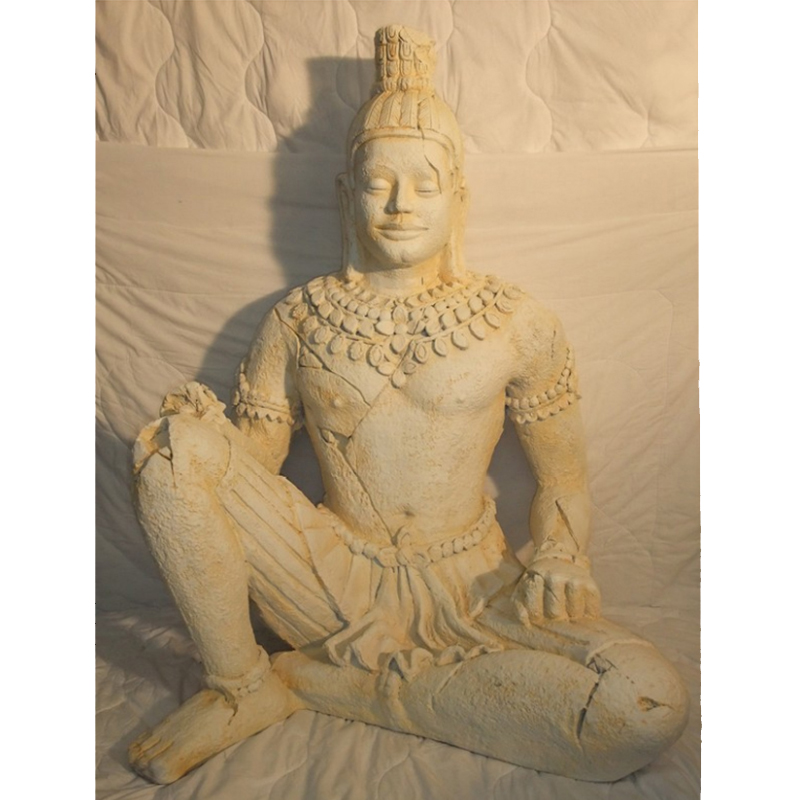 Bouddha assis blanc jambe levées - 130cm