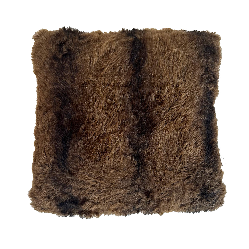 Coussin imitation fourrure marron - 40x40cm