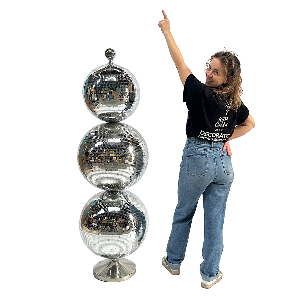 Totem boules à facettes argenté - 165cm