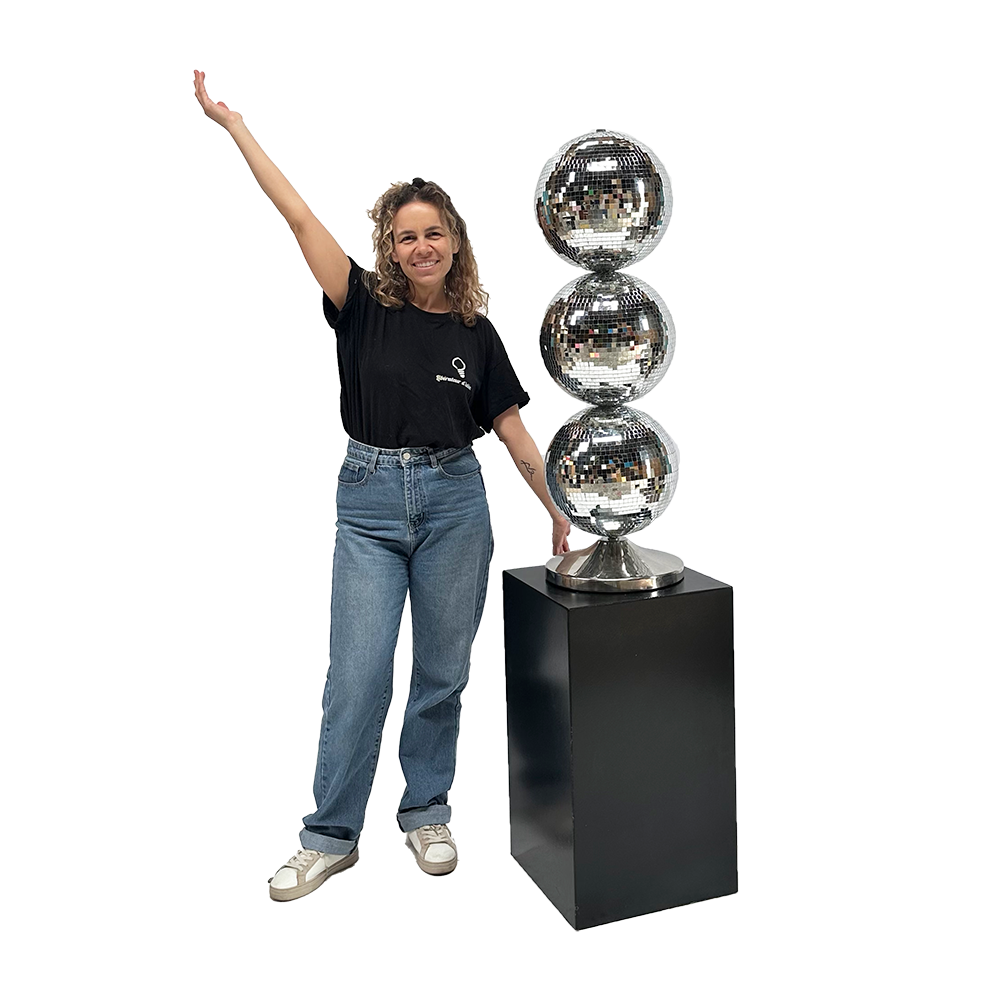 Totem boules à facettes argenté - 100cm