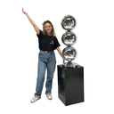 Totem boules à facettes argenté - 100cm