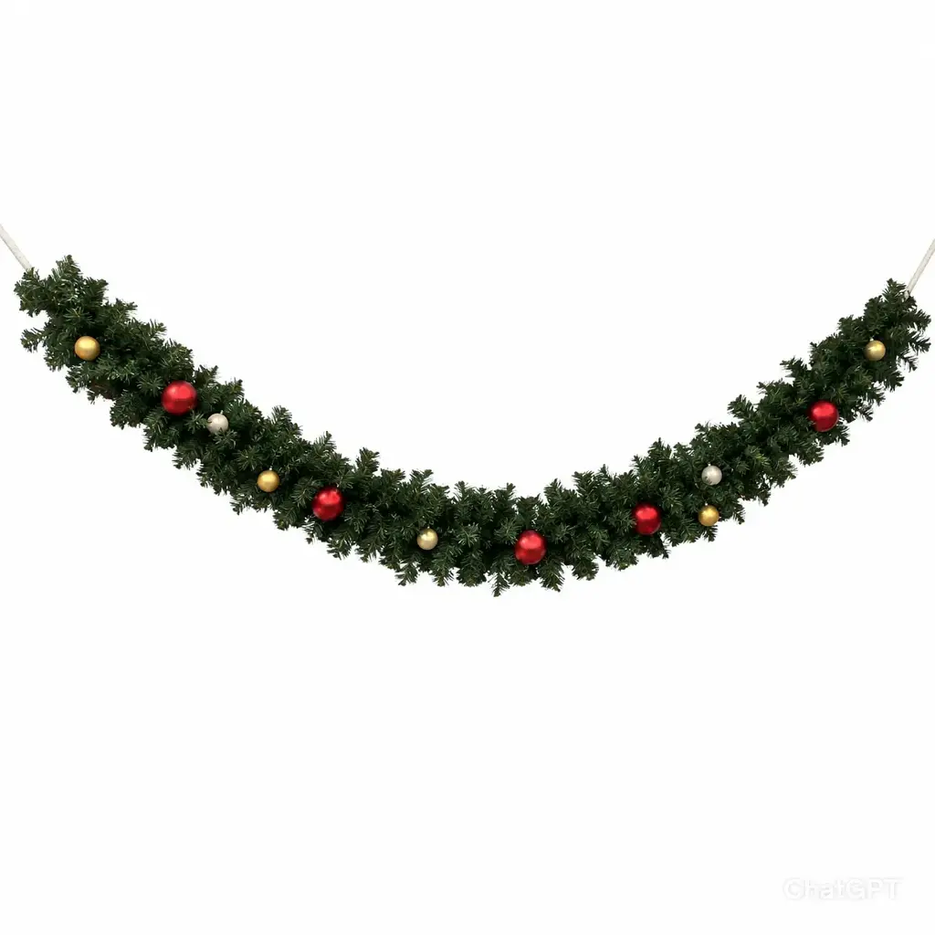 Traverse sapin décorée rouge et or - 240cm