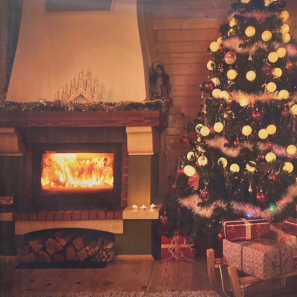 Fond photo cheminée de Noël