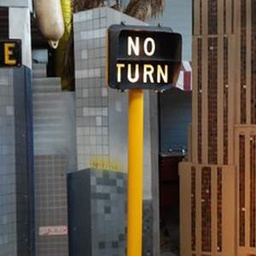 [locame14] Panneau de rue "No Turn"- 220cm