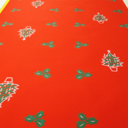 [4964 rouge sapins] Moquette Noël motifs houx et sapins