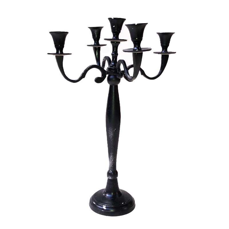 Chandelier Candélabre En Fer Noir – Déco Romantique Et Bistrot – Occasion