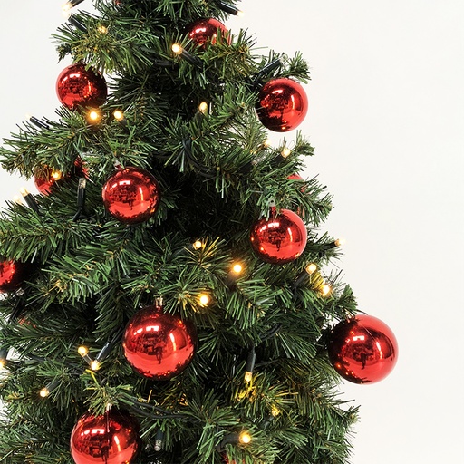 [locnoe100] Sapin décoré boules rouges + led - 140cm