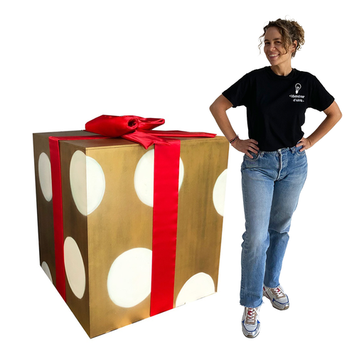 [locnoe302] Cadeau de Noël or à pois - 110cm