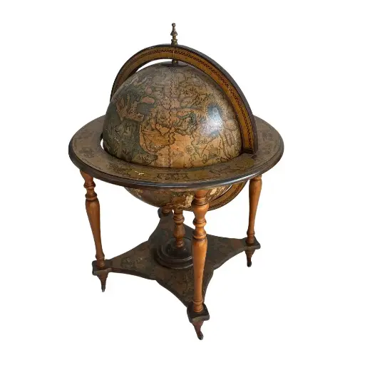[locexp44] Bar globe terrestre en bois - 100cm