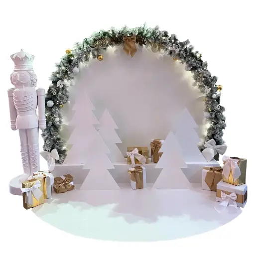 [locski23] Photocall Noël blanc et or 